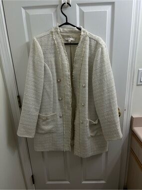 Ivory Tweed Longline Jacket